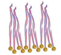 Toyvian Medallas de Competición Infantiles de Plástico Dorado Cordón Cómodo, 12 Piezas, Premio para Niños en Fiestas Deportivas y Eventos Escolares