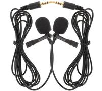 Toyvian Micrófono Condensador de Solapa Clip 3,5 MM y Cable de 1,5 M, Pack de 2 para Grabación Profesional en Entrevistas y Grabación de Voz en Estudio