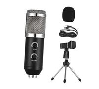 Toyvian Micrófono Profesional De Condensador con Soporte y Función De Eco Reverberante para Grabación y Streaming para Podcasting y Radiodifusión Negro