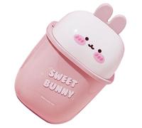 Toyvian Mini Cubo de Basura de Escritorio con Tapa Abatible Pequeño Contenedor de Plástico Polipropileno Rosa y Blanco Papelera de Dibujos Animados para Dormitorio Oficina y Cocina