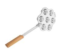 Toyvian Mini Tart Pans Carbon Steel Egg Tart Molds With Wooden Handle Flat Bottom For Crispy Mini Desserts Muffins Baking Cups Reusable Flower-shaped Baking Tray