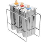 Toyvian Molde para Hacer Helados de Acero Inoxidable 3 Cavidades Soporte Molde DIY para Paletas de Hielo Caseras Rápido para Congelar y Desmoldar Fácil Adecuado Cocina Hogar