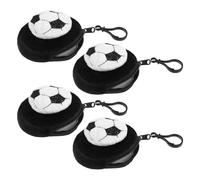 Toyvian Monedero Deportivo Esférico de Felpa Negra, 4 Piezas, Mini Bolsa para Monedas y Auriculares, Diseño Kawaii Fútbol, Compacto y Portátil para Viaje y Uso Diario