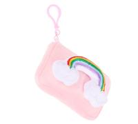 Toyvian Monedero Llavero de Peluche Color Rosa, Cartera Mini Cuadrada Arcoíris para Niña, Bolsa de Monedas y Decorativa para Bolso y Llaves, Accesorio Juvenil de Felpa