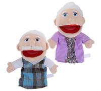 Toyvian Muñeca de mano de 2 personajes, narración de historias, juguete marionetas de dedo con historia de muñecas, juguete para abuela y abuelo, ropa de bebé para niños, guantes de algodón pp, manual