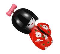 Toyvian Muñeca Kimono Japonesa de Madera para Decoración de Hogar y Oficina, Diseño Elegante Artesanía Exquisita y Color Rojo para Espacio Versátil