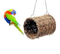 Toyvian Nido Cálido para Loros y Ardillas de Cuerda de Paja Natural, Hamaca Colgante para Mascotas en Invierno Que No Daña y Mantiene el Calor