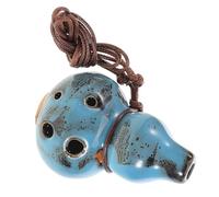 Toyvian Ocarina Versátil con 6 Agujeros de Cerámica Azul Clásica y Diseño de Calabaza, Tono Alto C para Senderismo y Actividades al Aire Libre