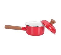 Toyvian Olla de Leche Esmaltada Roja de 16 Cm Mango Simple, Cacerola para Cocinar Leche y Comida de Ñiño, Compatible Inducción y Gas, Utensilio de Cocina para Uso Doméstico