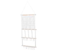Toyvian Organizador Colgante para Accesorios del Cabello 16 Ganchos de Acero Inoxidable y 4 Bolsillos de Tela Sintética Blanca Soporte de Pared para Diademas y Pinzas Adecuado para