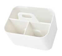 Toyvian Organizador de Baño Portátil con Asa Cesta de Almacenamiento Blanca de PP Resistente Tamaño Compacto para Artículos de Aseo Adecuado para Baño Tocador y Armario del Hogar