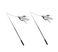 Toyvian Palo para burlarse de los Gatitos 2 varitas de diseño Creativo con Pluma Artificial y línea de Pesca, 1,8 m de Fibra de Carbono para Mantener Activo a Gatos en Interiores
