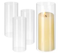 Toyvian Pantallas de Vela Artesanales de Vidrio Transparente, 4 Unidades Cilíndricas, Accesorio para Candelabros Decorativos y Velas de Obsequio
