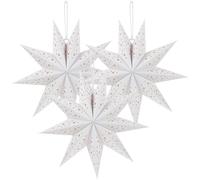Toyvian Pantallas Papel Estrella Navidad, 3 Piezas 3d 9 Nueve Puntas Pantallas De Papel Blancas Para Colgar Casa Bodas DecoracióN Fiestas Hogar De Navidad Ligera Y Plegable, 35cm