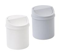 Toyvian Papelera de Mesa con Tapa Cubo de Basura Doméstico Compacto de Plástico Ecológico Resistente al Desgaste Set de 2 Unidades Gris y Blanco para Uso Diario Oficina y Hogar