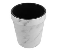 Toyvian Papelera Redonda de Plástico Blanco Diseño Creativo y Elegante de Mármol para Sala de Estar y Oficina, Capacidad de 12l y Diseño Compacto
