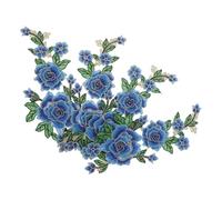 Toyvian Parches Bordados de Flores Termoadhesivos 2 Pares Apliques con Forma de Flor de Tela Color Azul Claro 29X15 CM para Coser Ropa Decoración y Reparación de Prendas