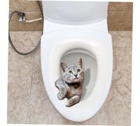 Toyvian Pegatina Adhesiva Gato para Tapa Inodoro Decoración Baño Autoadhesiva de PVC Fácil de Colocar y Quitar sin Residuos para Paredes y Puertas de Aseos