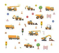 Toyvian Pegatinas de Pared de Dibujos Animados para Habitación Infantil Excavadora y Semáforo Adhesivas de PVC Tamaño 40X60 CM Decoración Educativa Niñas