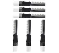 Toyvian Peine de Peluquería de Acero de Carbono Negro, 6 Piezas para Peinar y Moldear Diseño Delicado, sin Dañar Raíces, Adecuado para Mujeres y Niños