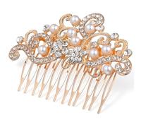 Toyvian Peine Dorado Adorno de Cabello Elegante y Chic para Novia con Perlas y Cristales Adecuado para Fiesta Especial y Prom