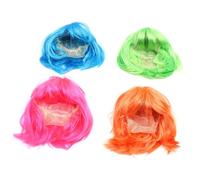 Toyvian Pelucas de Cabello Colorido Bob para Fiesta y Cosplay 4 Piezas (verde, Azul, Naranja, Rosa) para Disfraces y Eventos Temáticos