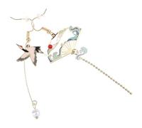 Toyvian Pendientes Colgantes Abanico Asimétricos De Borlas, Pendientes De Grulla De Metal, Accesorios Para Mujer, Joyería Tradicional Para Fiesta y Obsequio Elegancia Vintage