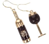 Toyvian Pendientes Colgantes Botella y Copa De Vino Rojo Para Mujer Aleación Ligera Uso Diario Fiestas Diseño Asimétrico