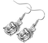 Toyvian Pendientes Colgantes de Buda para Mujer Aleación de Zinc Color Plata Antigua Diseño Ligero y Detallado Joyería Oreja Adecuado para Eventos Religiosos y Fiestas