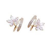 Toyvian Pendientes Garra Mujer Microengastados con Circonita Forma de Flor Diseño Envolvente Estilo Ear Cuff para Oído Perforado
