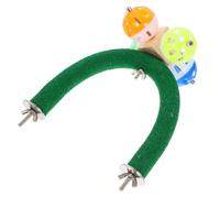 Toyvian Percha de Loro de Madera Natural Verde U Campana Giratoria Resistente a Mordeduras, Soporte para Pájaros y Juguete Educativo para Jaulas, Adecuado para Entrenamiento y Ejercicio