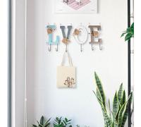 Toyvian Perchas de Pared de Madera Cuentas Redondas para Colgar Abrigos y Sombreros Hogar, Diseño Retro Letras Decorativas para Uso Doméstico