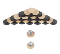 Toyvian Piezas de ajedrez de madera de backgammon 30 piezas de 0,71 pulgadas redondas piezas de juego de repuesto backgammon juego de mesa accesorios para niños juego educativo