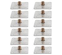 Toyvian Placas de Fijación Metálicas para Patas de Sofá 6x6 Cm Grosor 1,5 Mm Tuerca M8, 12 Unidades, Herrajes Resistentes para Muebles, Conector para Reparación y Unión de Patas,
