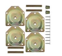 Toyvian Placas de Montaje 70x67x1.2mm para Patas de Muebles en Ángulo 12° Tornillos, Juego de 4 Piezas Acero Zincado, Fijador para Patas de Sofá Kit Reparación y Conexión Silla y Mesa