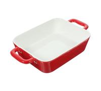 Toyvian Plato de Lasaña de Cerámica, Bandeja de Cocina Doble Asa, Rectangular, Ligera y Fácil de Guardar, para Hornear Queso y Arroz al Horno, Uso Doméstico y Microondas