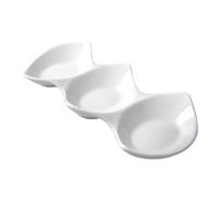 Toyvian Plato de Salsa de Cerámica Blanco de Triple Compartimento sin Bordes Afilados Diseño Liso y Redondo para Sabores y Azúcar en Hogar o Bar