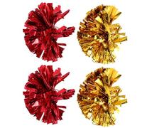Toyvian Pompones Metálicos para Animadoras 4 Piezas, Accesorios de Porristas Adultos, Colores Rojo y Dorado Vibrantes, Ligeros y Resistentes, Ideales para Eventos Deportivos y