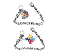 Toyvian Pulsera de Rompecabezas Creativa para Autismo, Aleación de Zinc, 2 Piezas, Diseño Corazón y Cuadrado, Ligera, para Niños, Concienciación y Inclusión Social