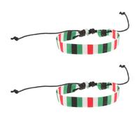 Toyvian Pulsera Tejida de Hilo para Mujer y Hombre Bandera de Palestina, Ajustable, 2 Piezas, Pulsera Artesanal de Cuerda de Algodón para Uso Diario y Ocasiones Obsequios