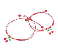 Toyvian Pulseras Amistad Trenzadas Ajustables 2 Piezas Diseño de Cereza y Fresa, Pulseras de Cuerda para Niñas, Joyería Artesanal de Verano y Protección, Accesorio Casual para Uso Diario