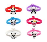 Toyvian Pulseras de Plástico Forma de Panda Estilo Chino para Niños, Cómodas y Resistentes al Agua, Paquete de 6 Piezas Adecuado para Recompensas Escolares y Fiestas