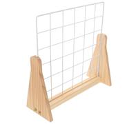 Toyvian Rejilla Metálica con Base de Madera Maciza Pequeña, Soporte Organizador para Joyas, Fotos y Recuerdos, Expositor Compacto para Ferias de Artesanía y Decoración del Hogar