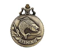 Toyvian Reloj de Bolsillo de Cuarzo Diseño Carpa, Colgante de Aleación de Bronce Color Cobre Antiguo, Tamaño Mini Portátil para Pesca y Obsequio Vintage