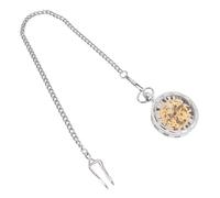 Toyvian Reloj de Bolsillo Mecánico Manual Vintage Diseño Hueco, Aleación Plateada, Estilo Rueda Retro, para Hombre, Accesorio Clásico y Funcional de Joyería