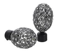 Toyvian Remates para Barra de Cortina de 30 Mm, Tapas de Extremo Metálicas de Zinc Hueco en Negro Profundo, 2 Piezas, Accesorio Decorativo y Funcional para Sala, Cocina y Baño