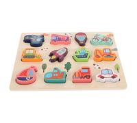 Toyvian Rompecabezas de Madera para Pequeños de 1 a 2 Años Juego Educativo Montessori de Formas de Transporte Bloque de Emparejar 3D Seguro y Didáctico para Desarrollo Cognitivo