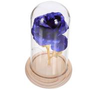 Toyvian Rosa Eterna Preservada con Luz LED Cubierta de Azul Decoración Romántica para Hogar y Oficina sin Pilas Flor Inmortal bajo Cúpula Adorno Floral Duradero