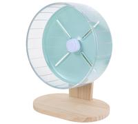 Toyvian Rueda de Ejercicio Silenciosa para Hámster 20 Cm Soporte de Madera, Rueda de Chinchilla Compacta y Accesorio para Rata Doméstica, Color Verde, Adecuado para Jaulas de Animales