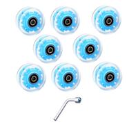 Toyvian Ruedas para Patines de Doble con Luz LED Azul de Ruedas PU con Rodamientos y Llave Accesorios Duraderos para Patinaje Calle y Skateboard